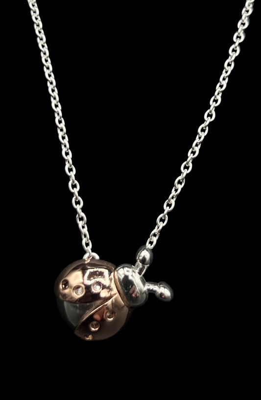 Ladybird Pendant Necklace – Rose Gold & Silver