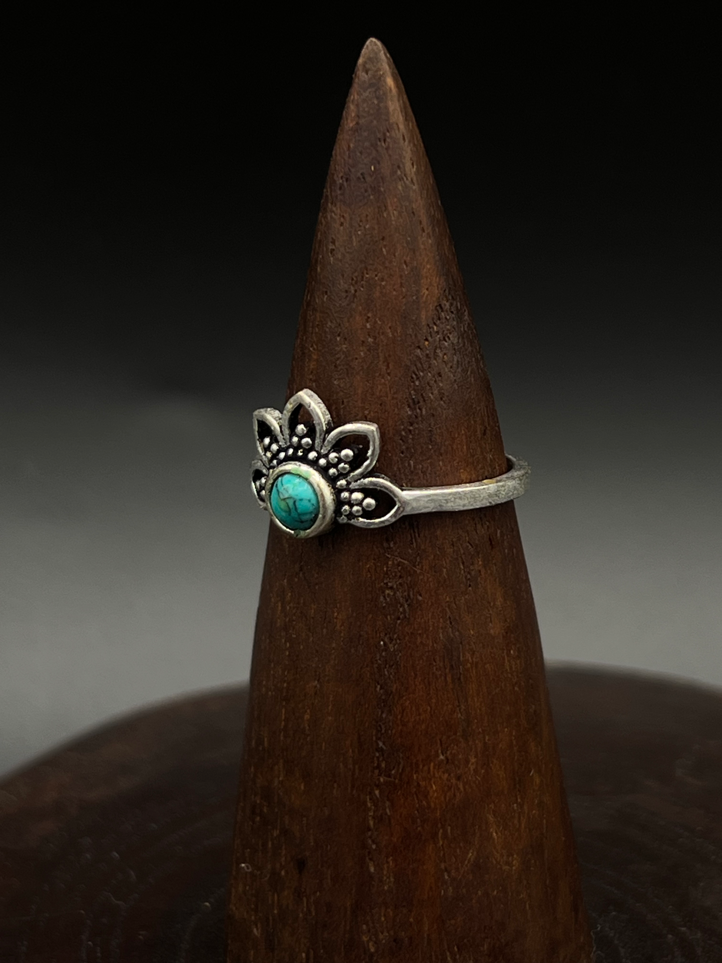 Turquoise Lotus Crown Ring – Spiritual Boho Jewellery