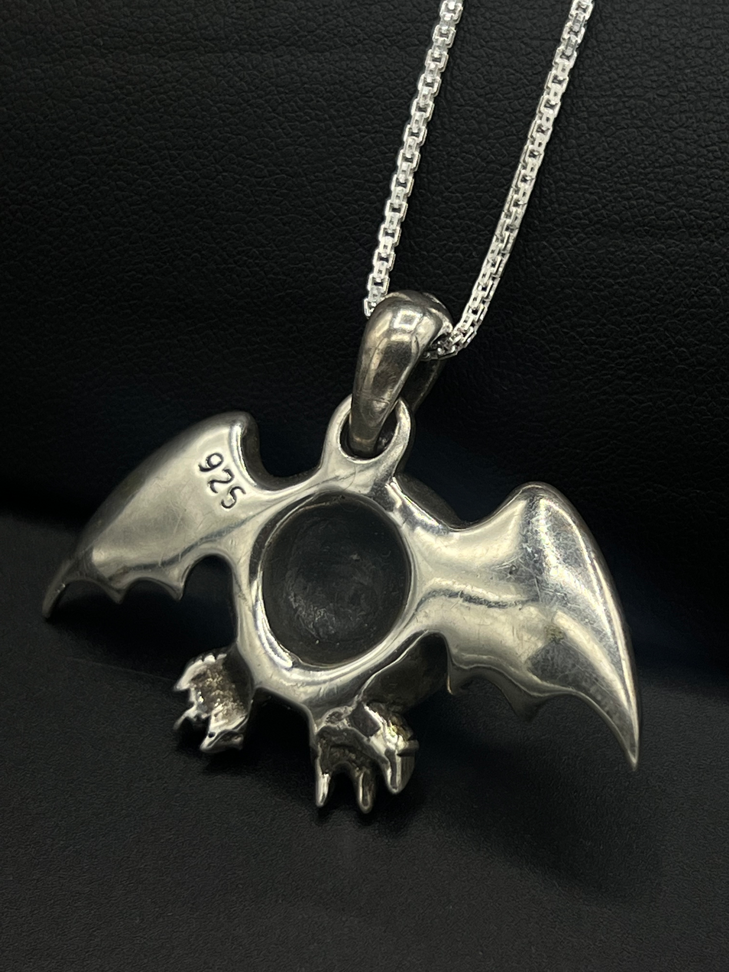 Bat Evil Eye Pendant– Sterling Silver