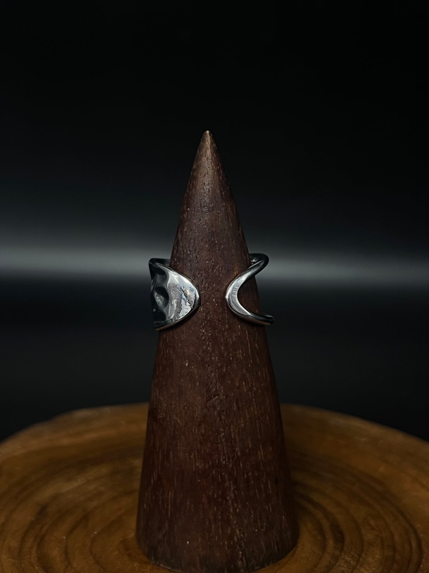 Abstract Molten Lava Ring - Tarnish-Free Stainless Steel - High Polish Liquid Metal Adjustable Statement Ring