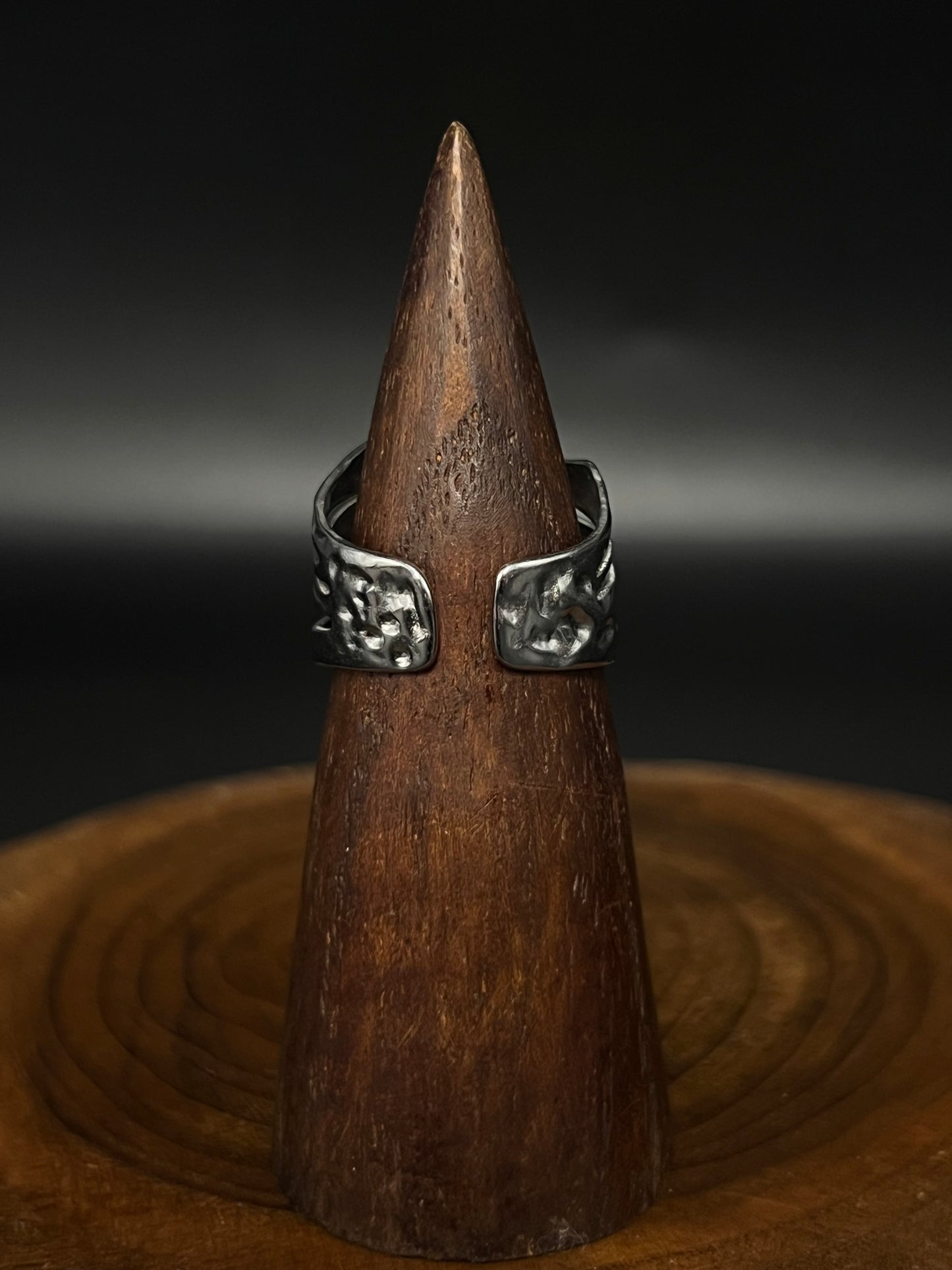 Silver Molten Lava Ring- Adjustable Stainless Steel Statement Ring