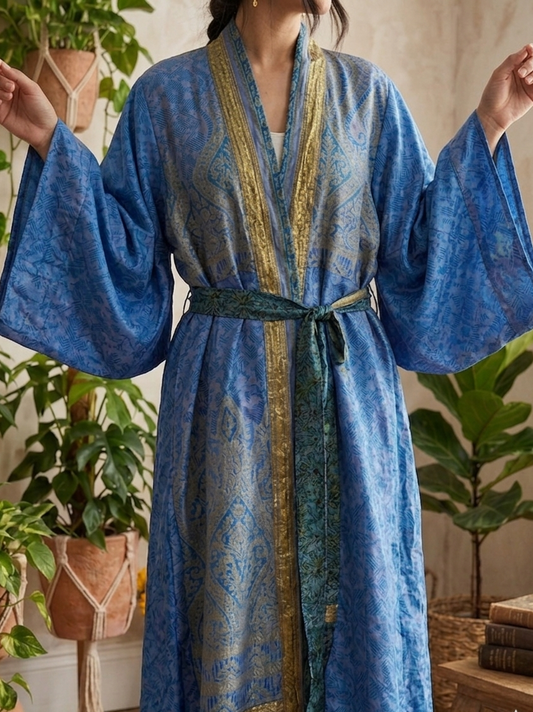 The Azure Mystic Kimono Robe