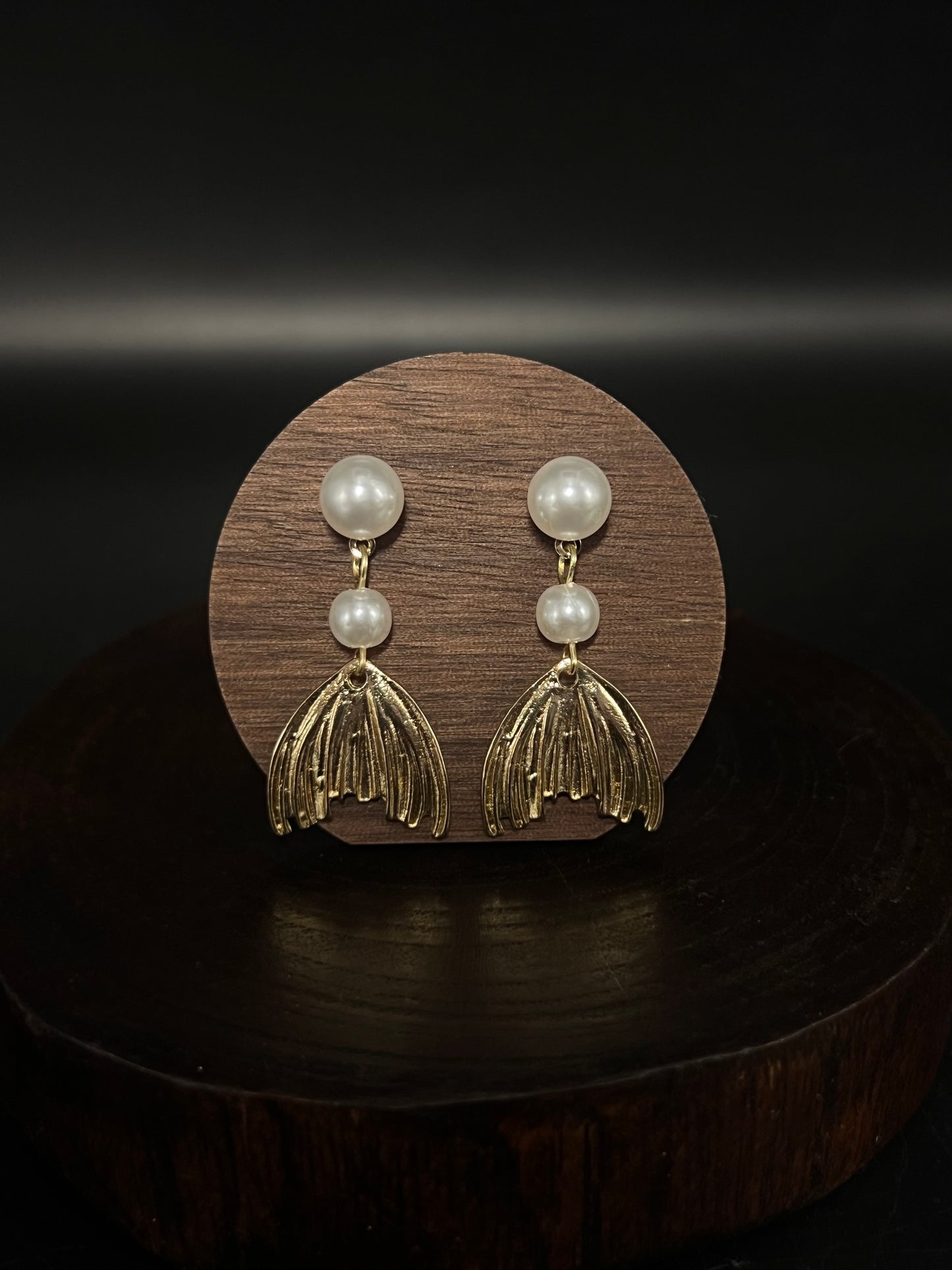 Mermaid Tail Pearl Drop Earrings – Whimsical Ocean-Inspired Dangle Earrings