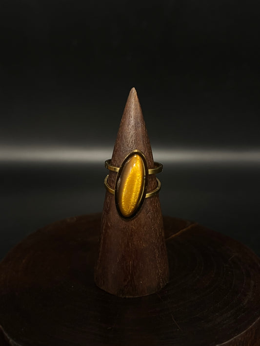 Textured Abstract Crescent Ring – Premium Stainless Steel Statement Band