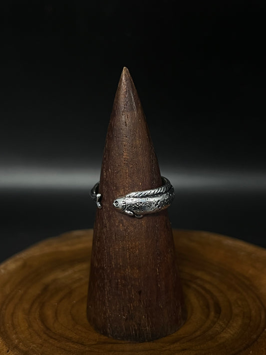 Vintage Copper Koi Fish Open Wrap Ring | Antique Earthy Statement Piece
