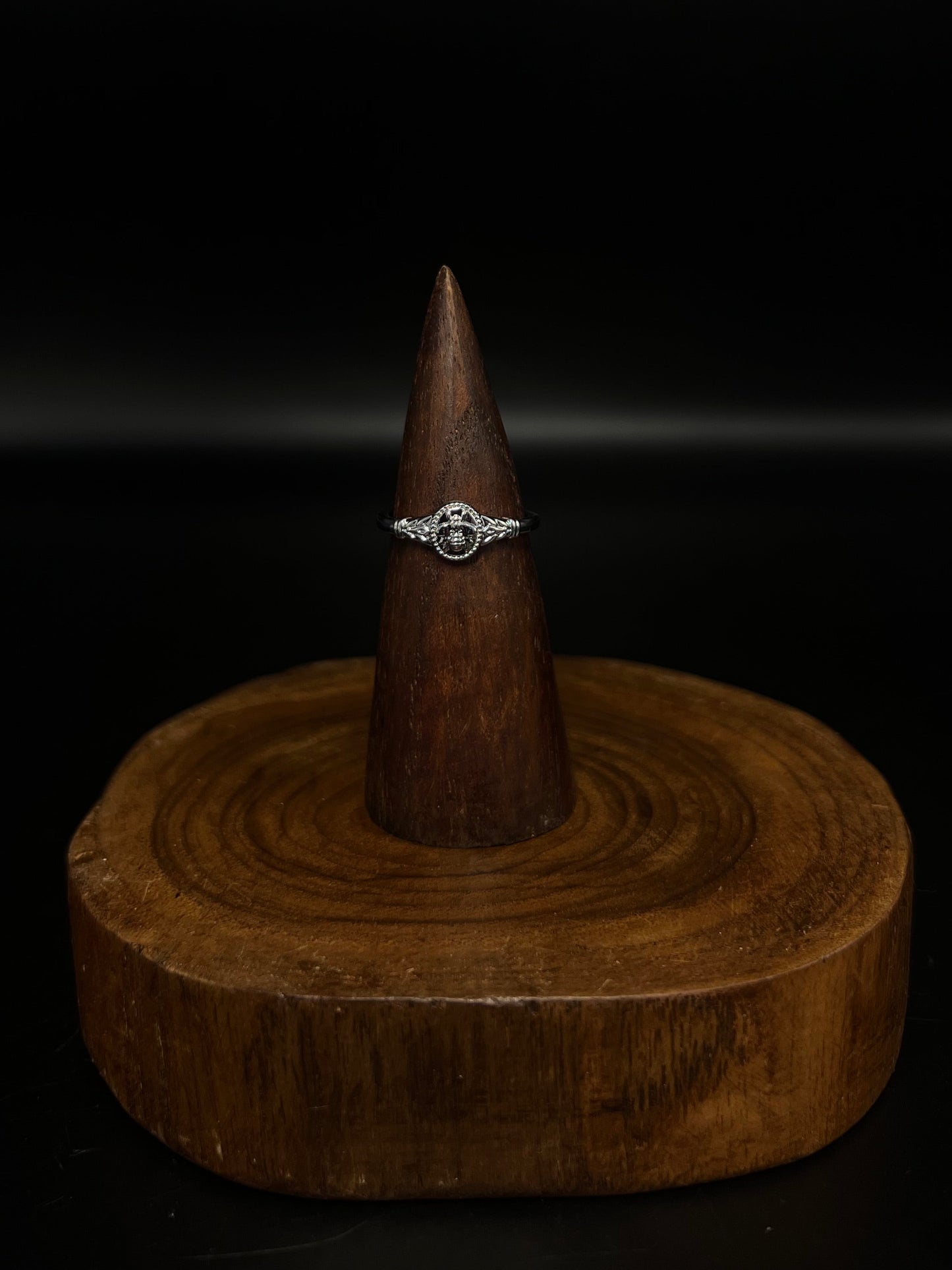 Imperial Bee Filigree Ring- White K Plated Copper & Zirconia