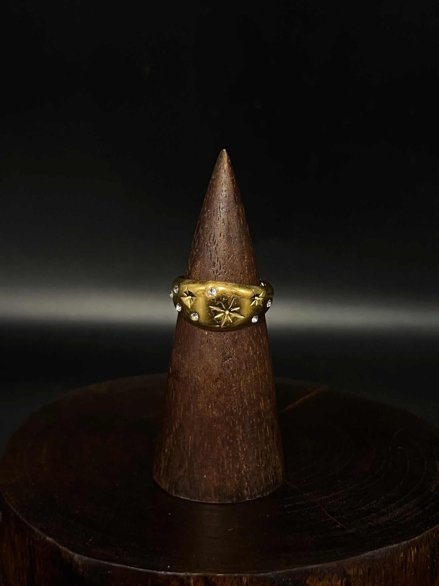 Waterproof Celestial Signet Ring - 18k Gold Plated Starry Dome Ring - Stainless Steel Jewelry