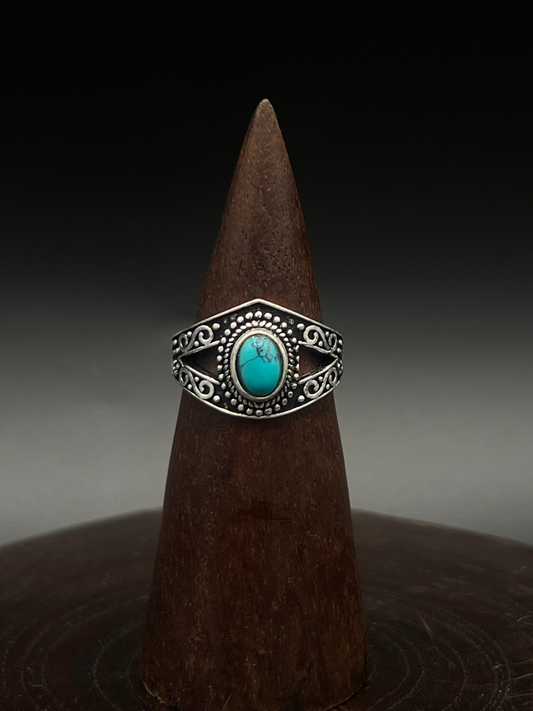 Ornate Turquoise Shield Ring