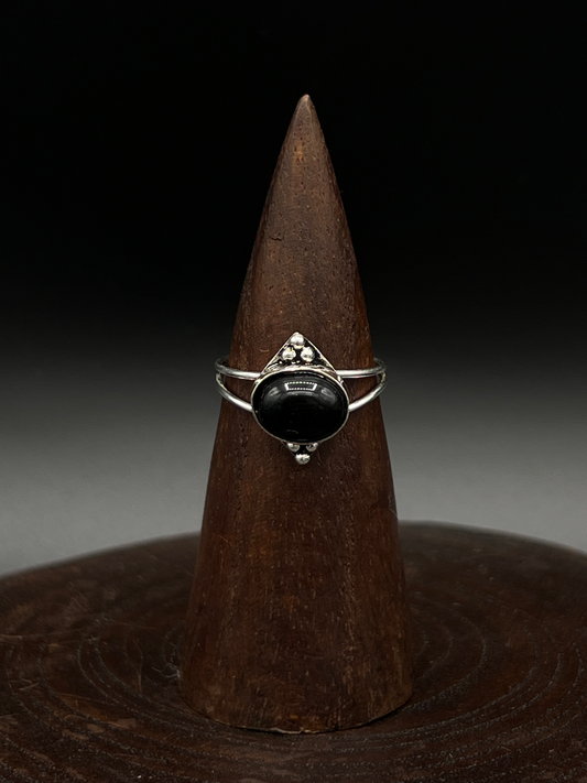 Black Onyx Teardrop Ring – Elegant Boho Statement Ring