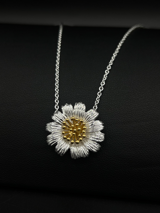 Daisy Necklace – Sterling Silver with Gold Plated Centre