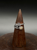 Amber Stone Feather Ring – Adjustable Boho Ring