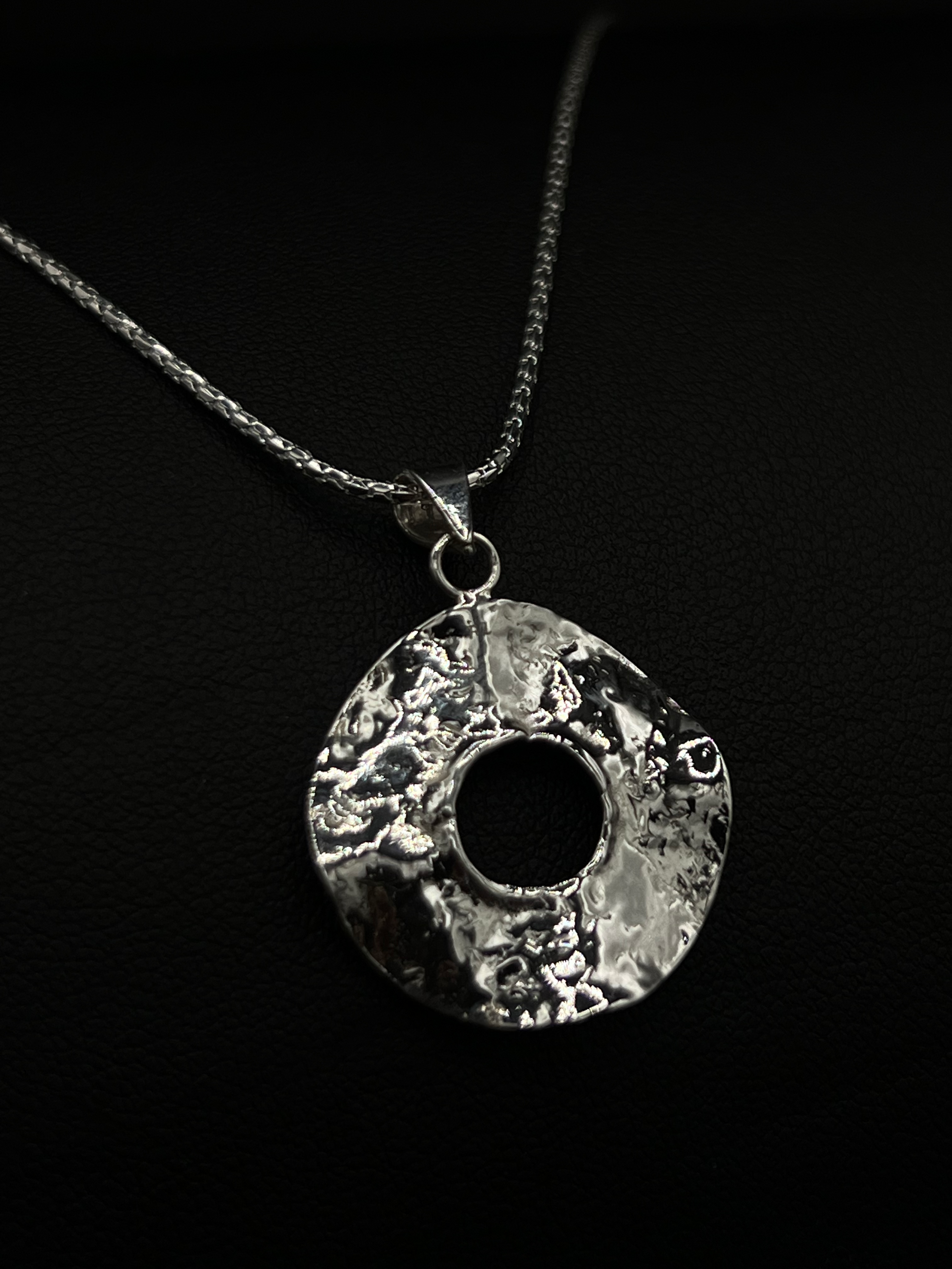 Sterling Silver Hammered Circle Pendant
