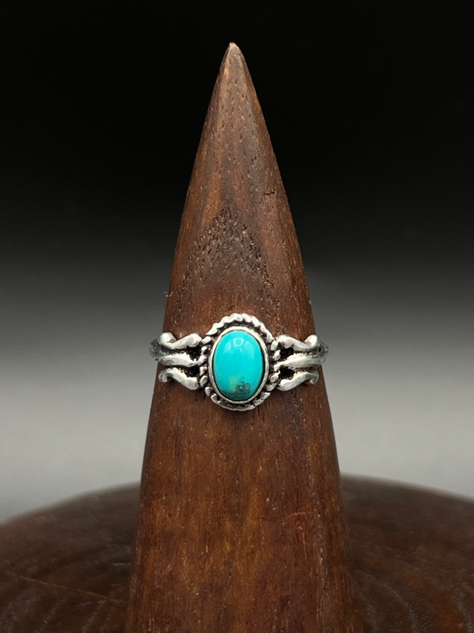 Turquoise Crown Ring – Silver-Tone Boho Ring