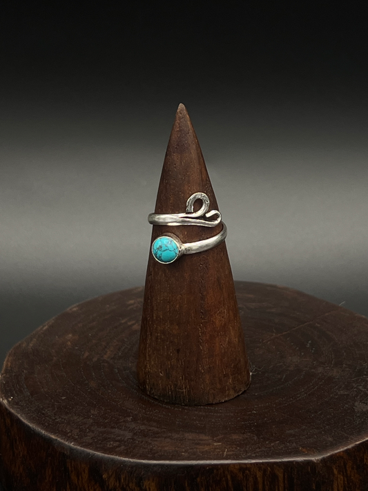 Turquoise Wave Ring – Adjustable Minimalist Ring