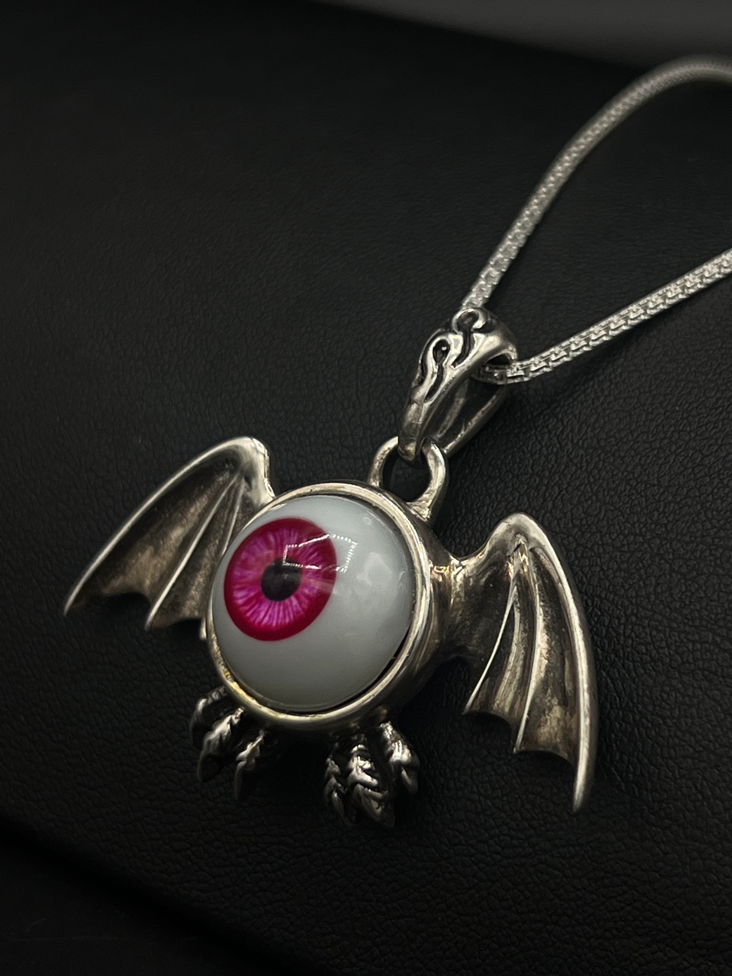 Bat Evil Eye Pendant– Sterling Silver