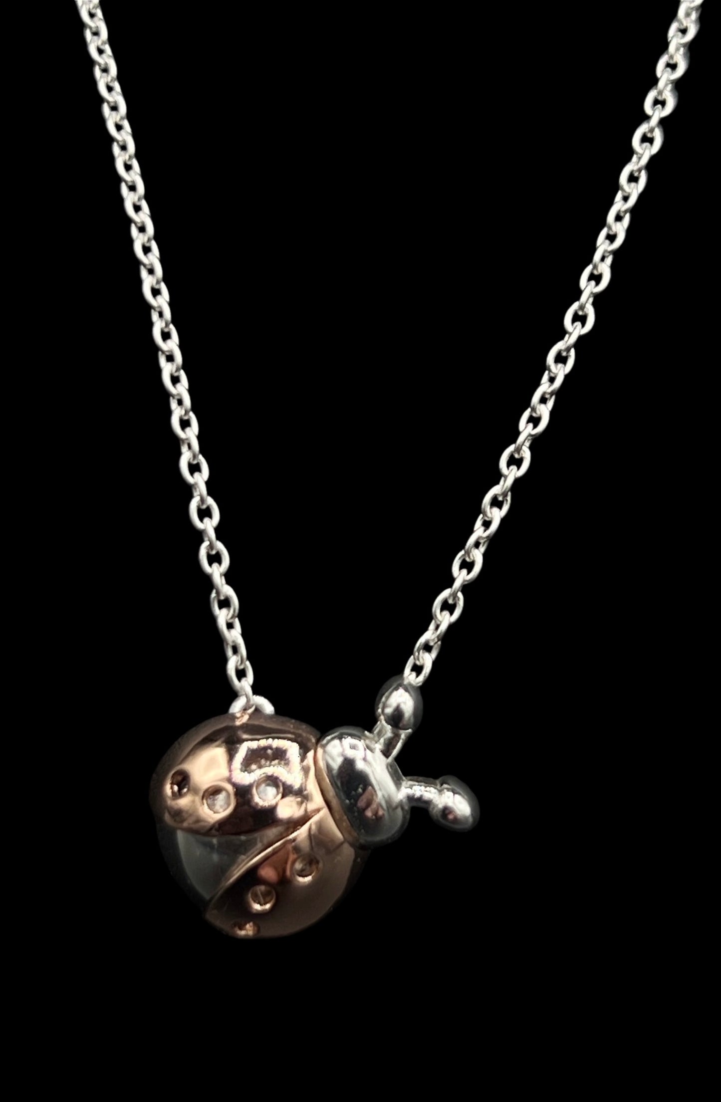 Ladybird Pendant Necklace – Rose Gold & Silver