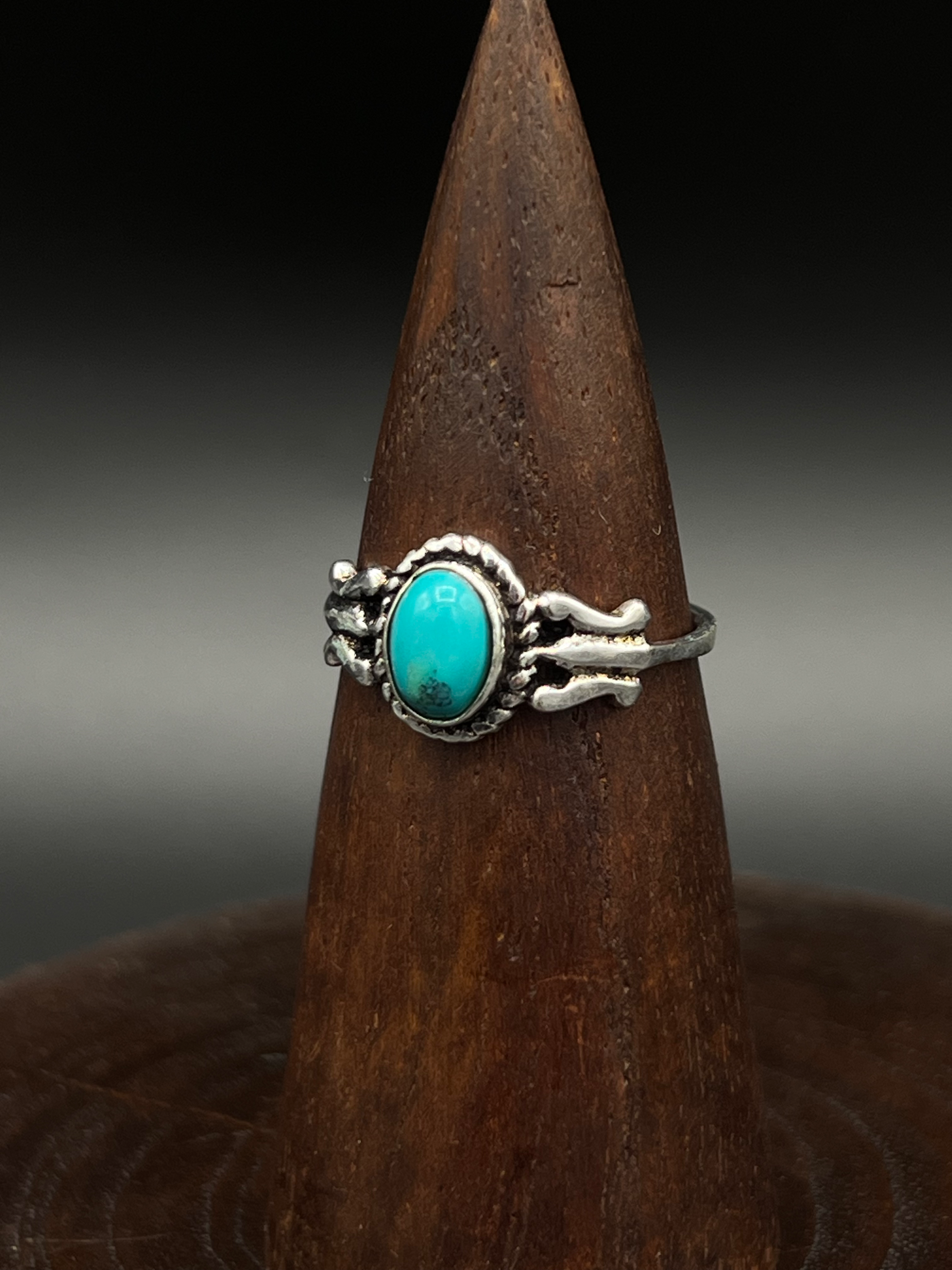 Turquoise Crown Ring – Silver-Tone Boho Ring