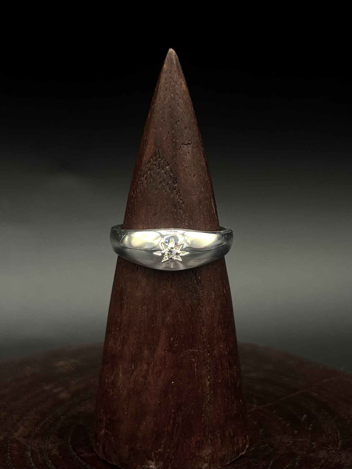Star Signet Ring with CZ – Sterling Silver