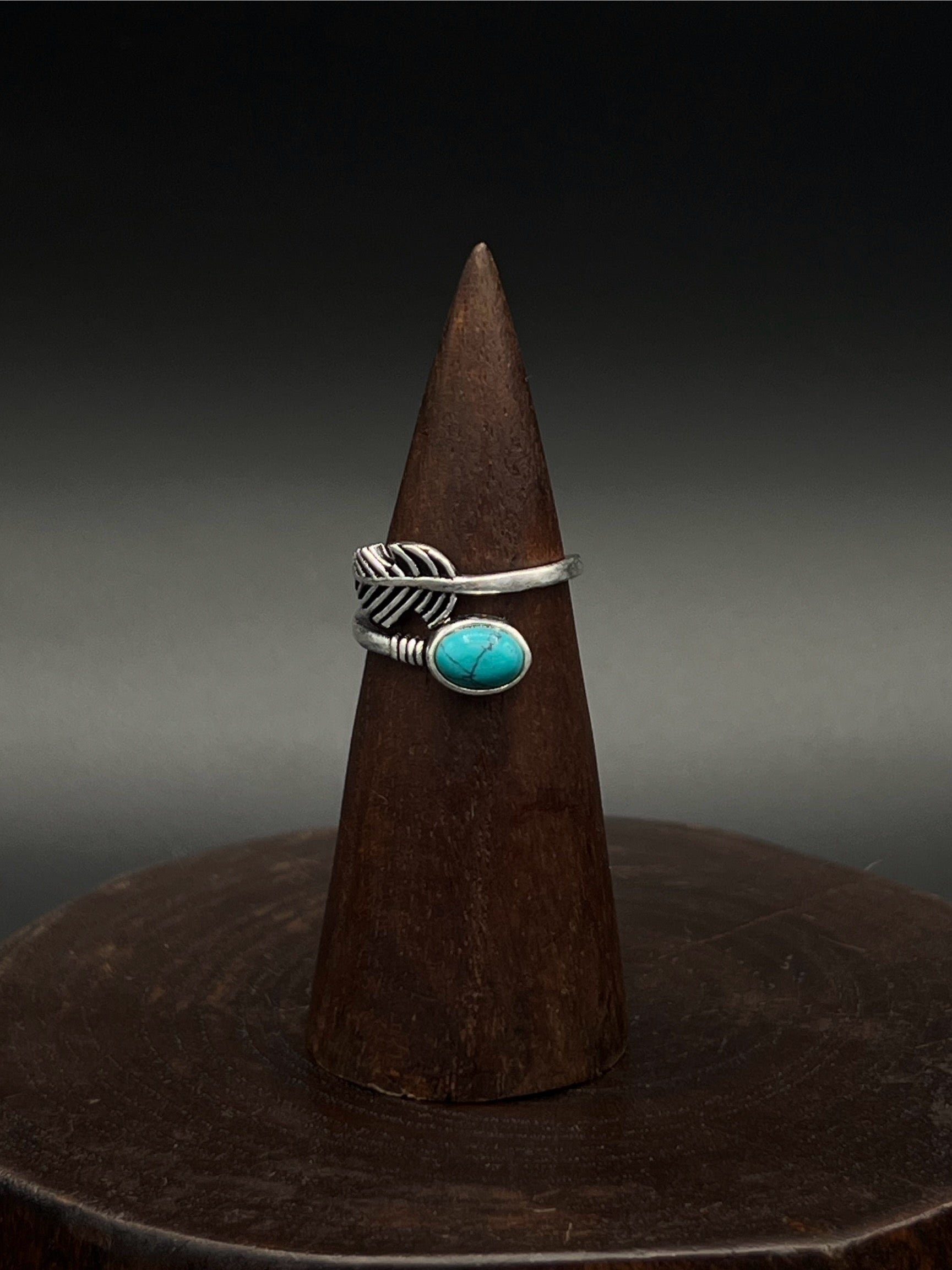 Turquoise Stone Feather Ring – Boho Ring