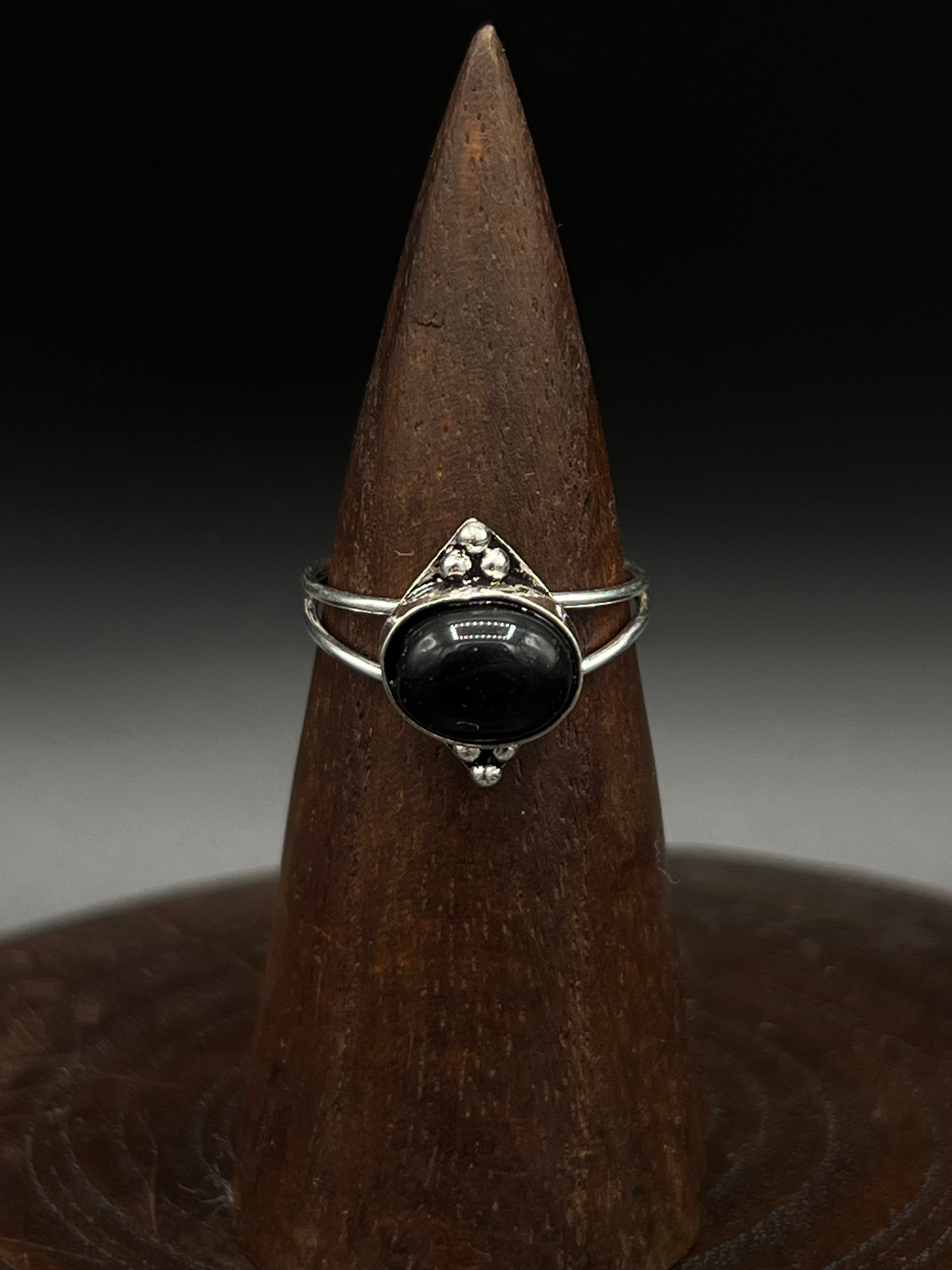 Black Onyx Teardrop Ring – Elegant Boho Statement Ring