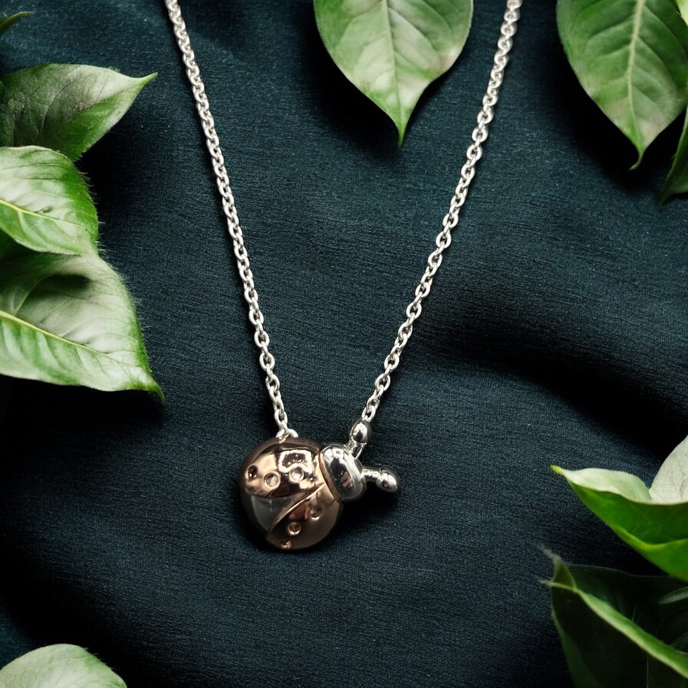 Ladybird Pendant Necklace – Rose Gold & Silver