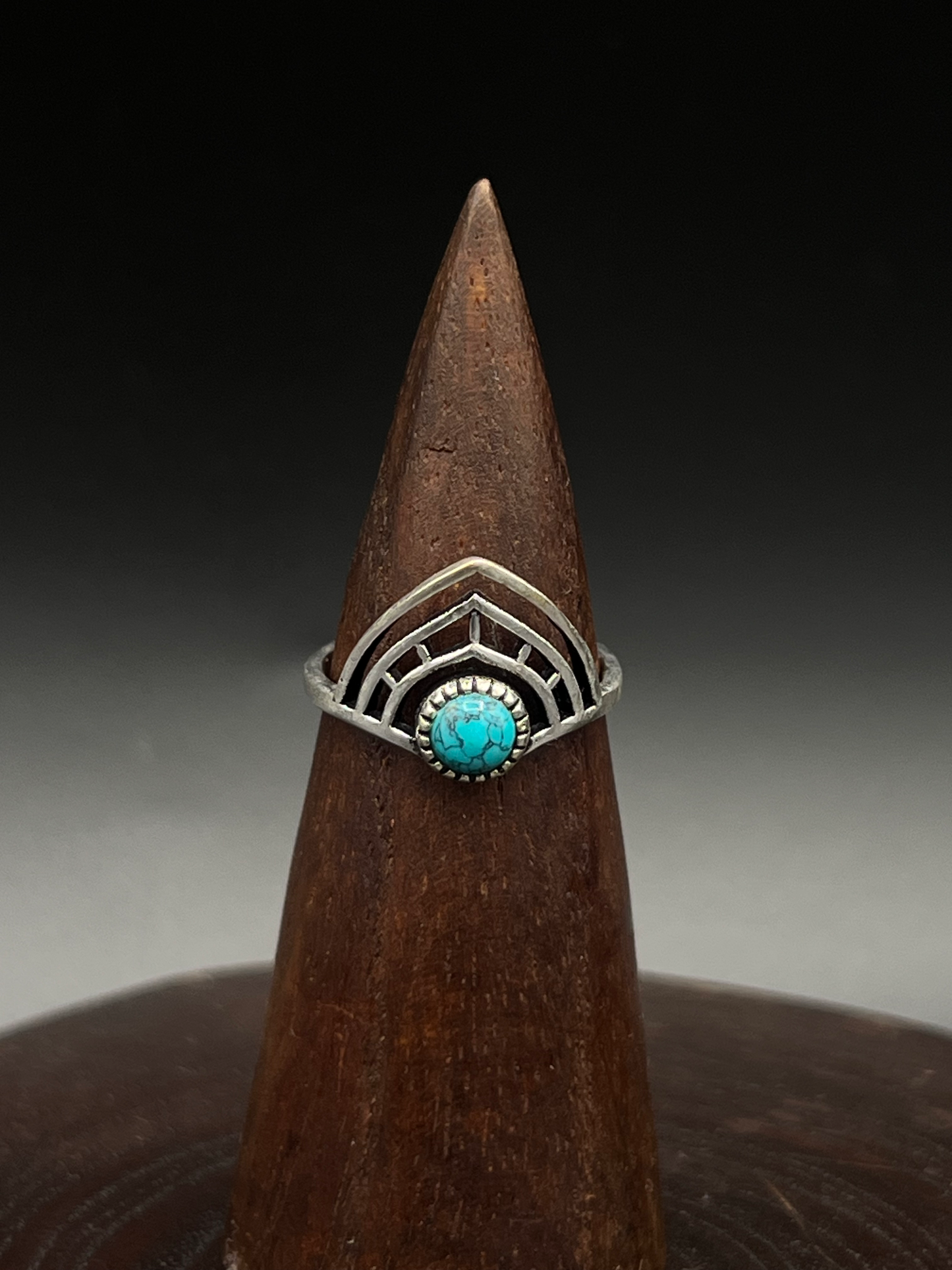Chevron Turquoise Stacking Ring – Geometric Boho Ring