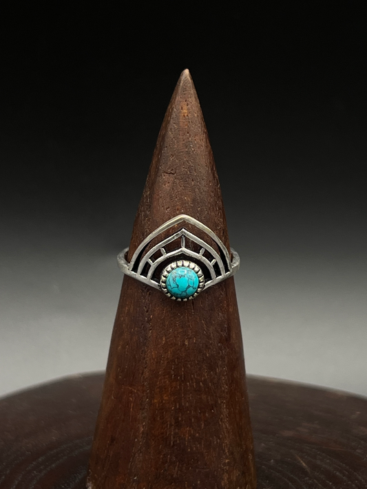 Chevron Turquoise Stacking Ring – Geometric Boho Ring