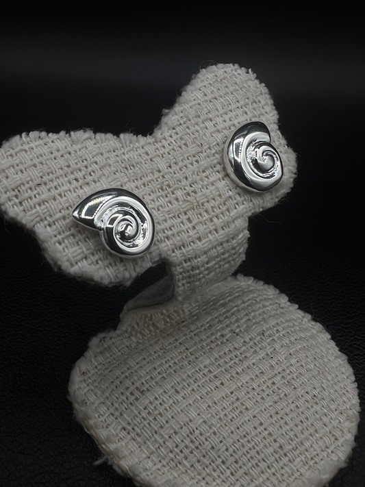 Shell Spiral Stud Earrings – Sterling Silver Coastal Charm