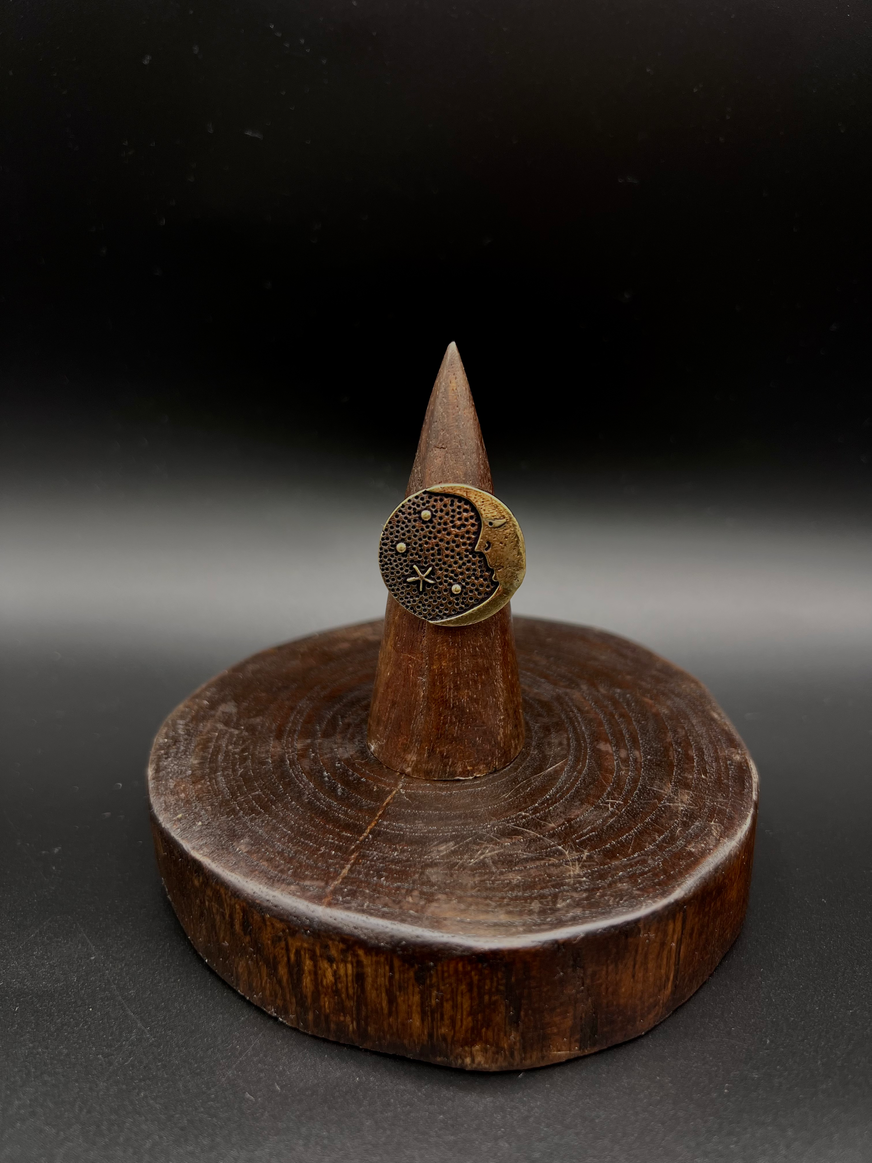 Bronze Moon Coin Ring – Celestial Adjustable Ring