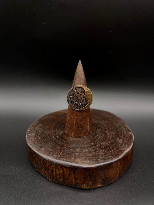 Bronze Moon Coin Ring – Celestial Adjustable Ring