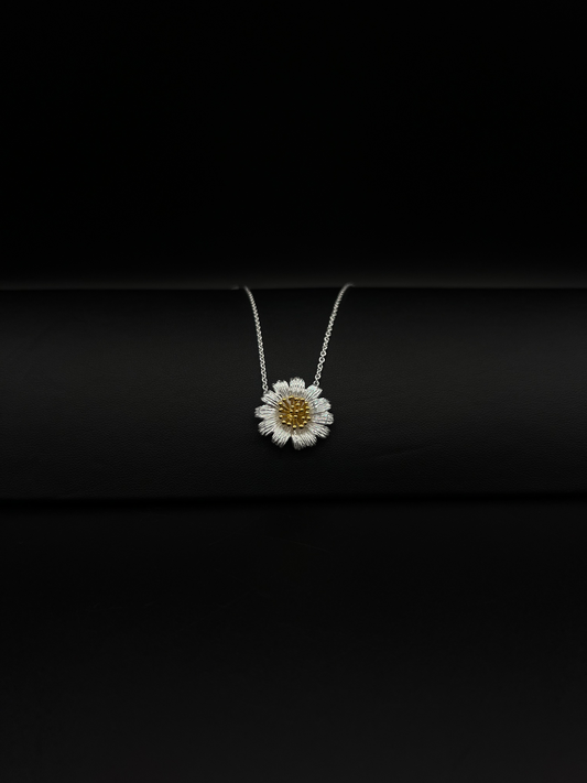 Daisy Necklace – Sterling Silver with Gold Plated Centre