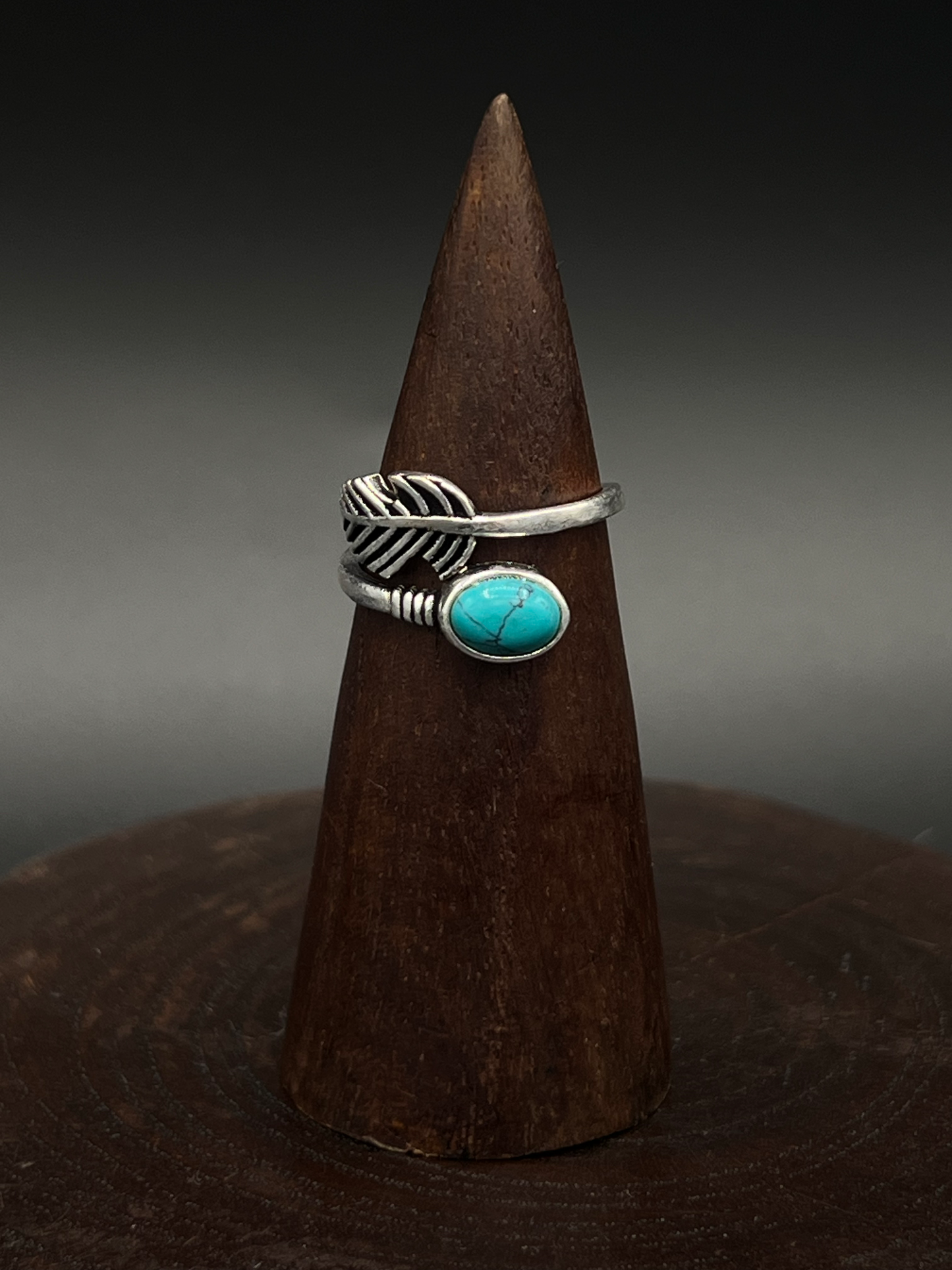 Turquoise Stone Feather Ring – Boho Ring