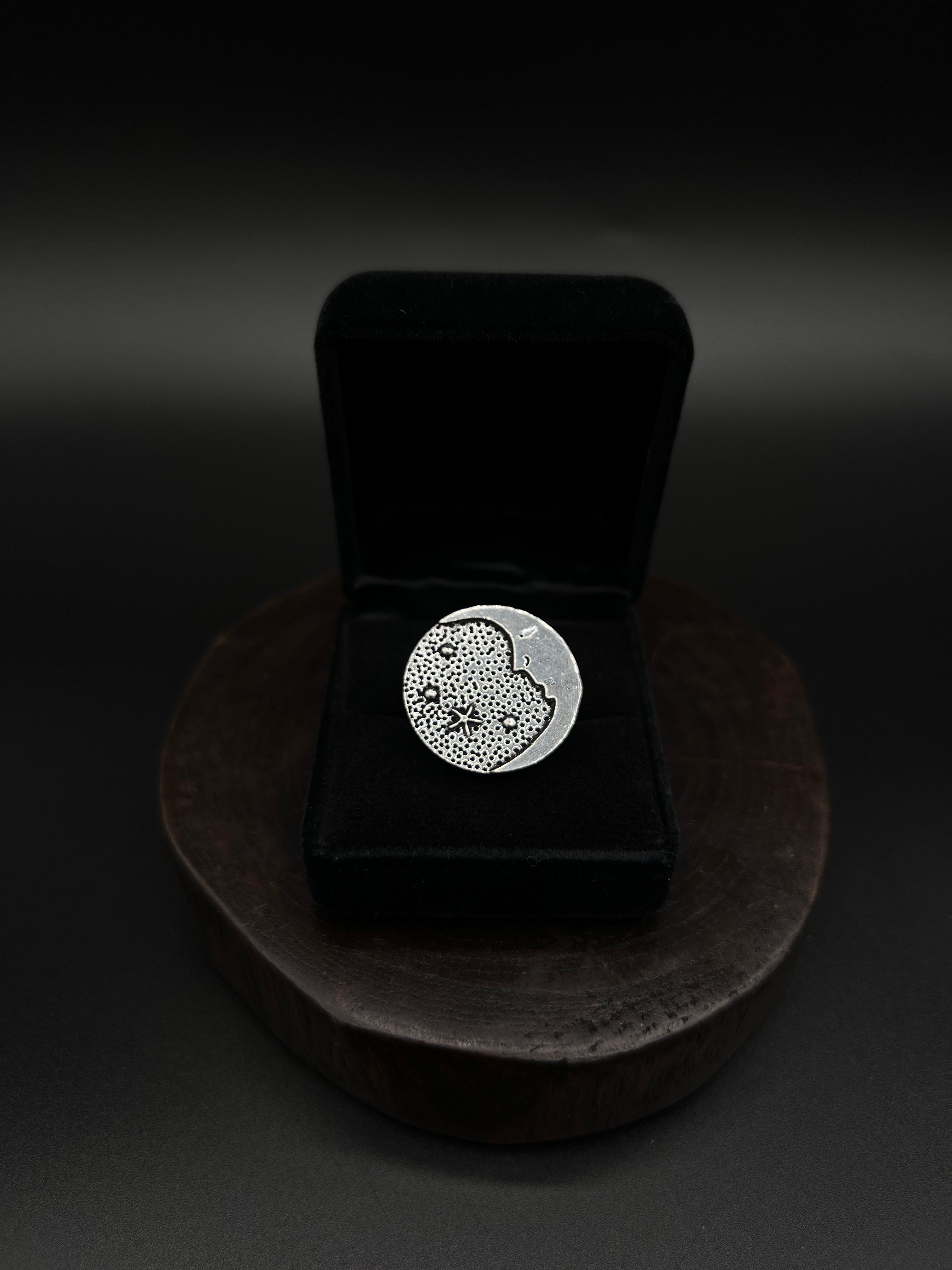 Silver Moon Coin Ring – Adjustable Boho Ring