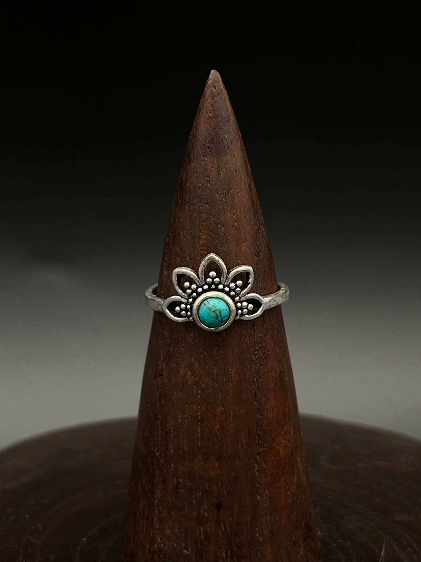 Turquoise Lotus Crown Ring – Spiritual Boho Jewellery