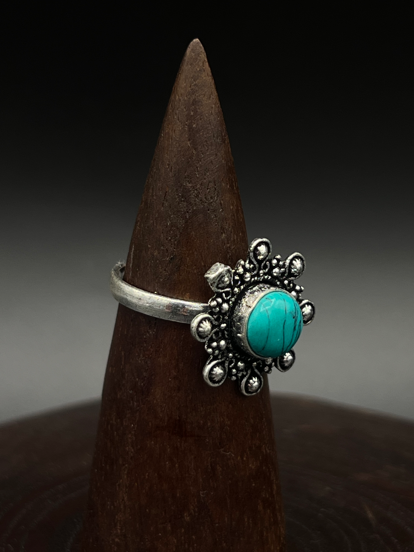 Floral Burst Turquoise Ring – Statement Boho Piece