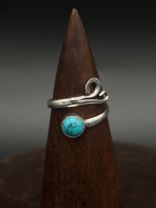 Turquoise Wave Ring – Adjustable Minimalist Ring
