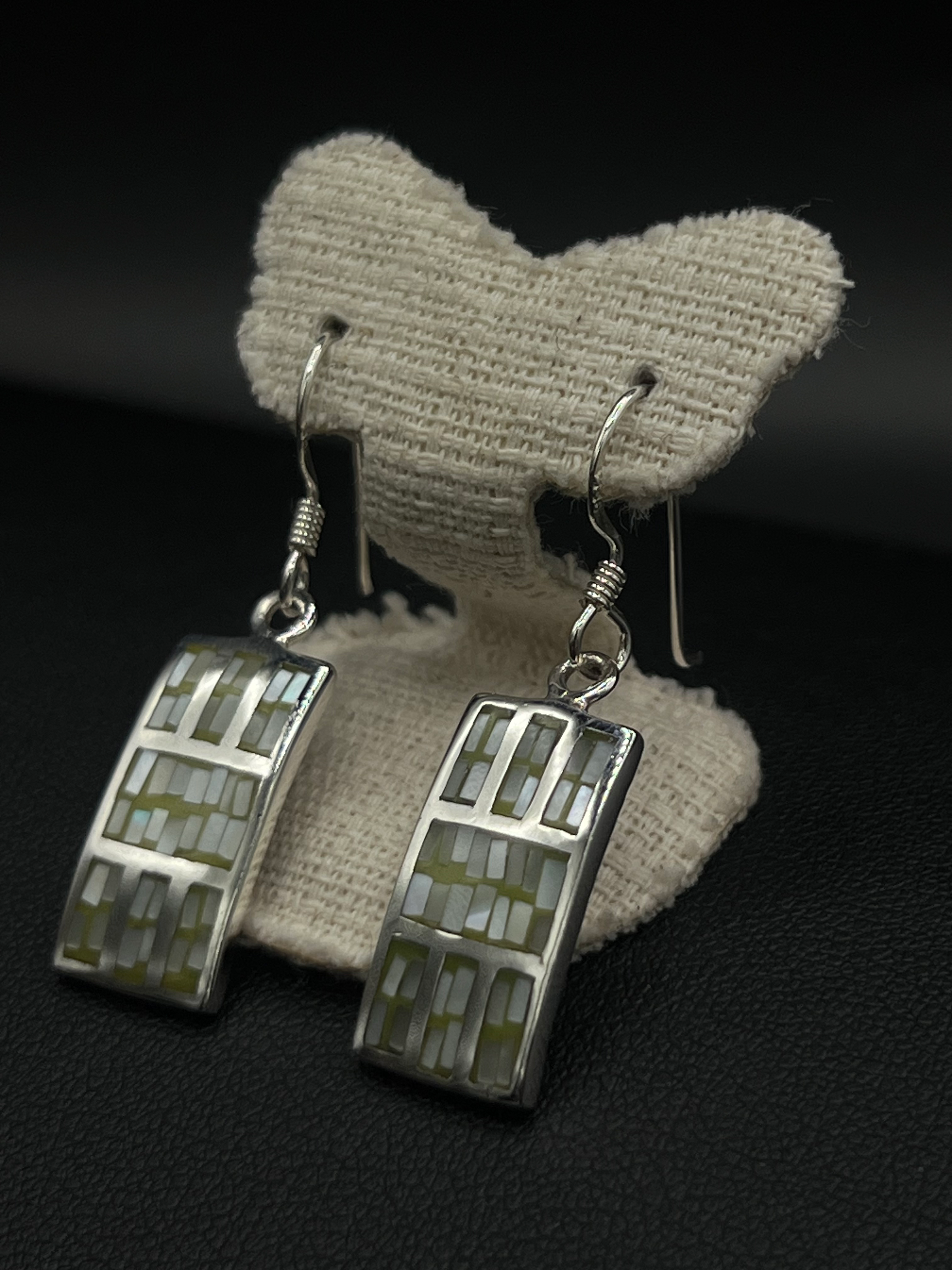 Green Mosaic Drop Earrings | Earthy Statement Style