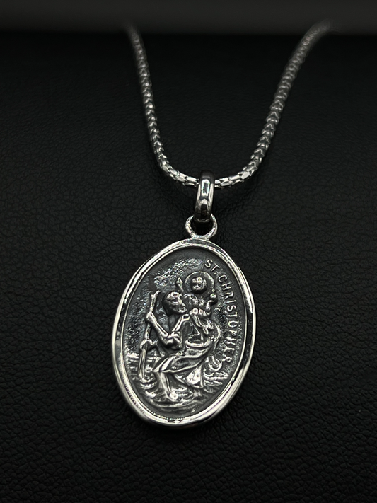 Sterling Silver St. Christopher Pendant – Travel Protection Necklace