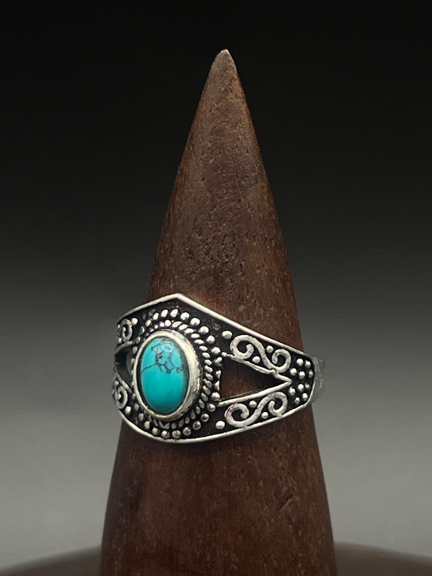 Ornate Turquoise Shield Ring