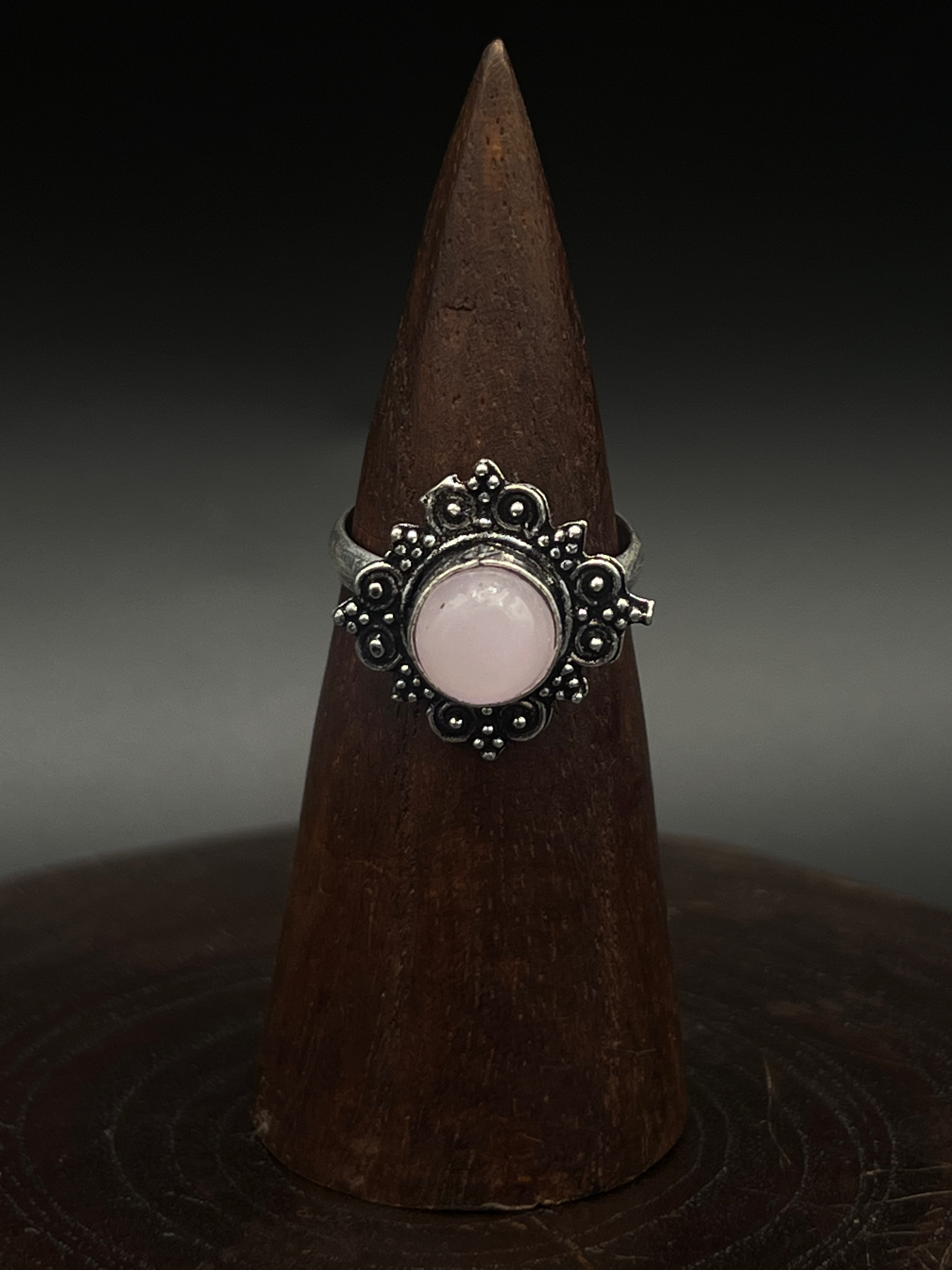 Blush Pink Rose Quartz Ring – Delicate Feminine Boho Ring