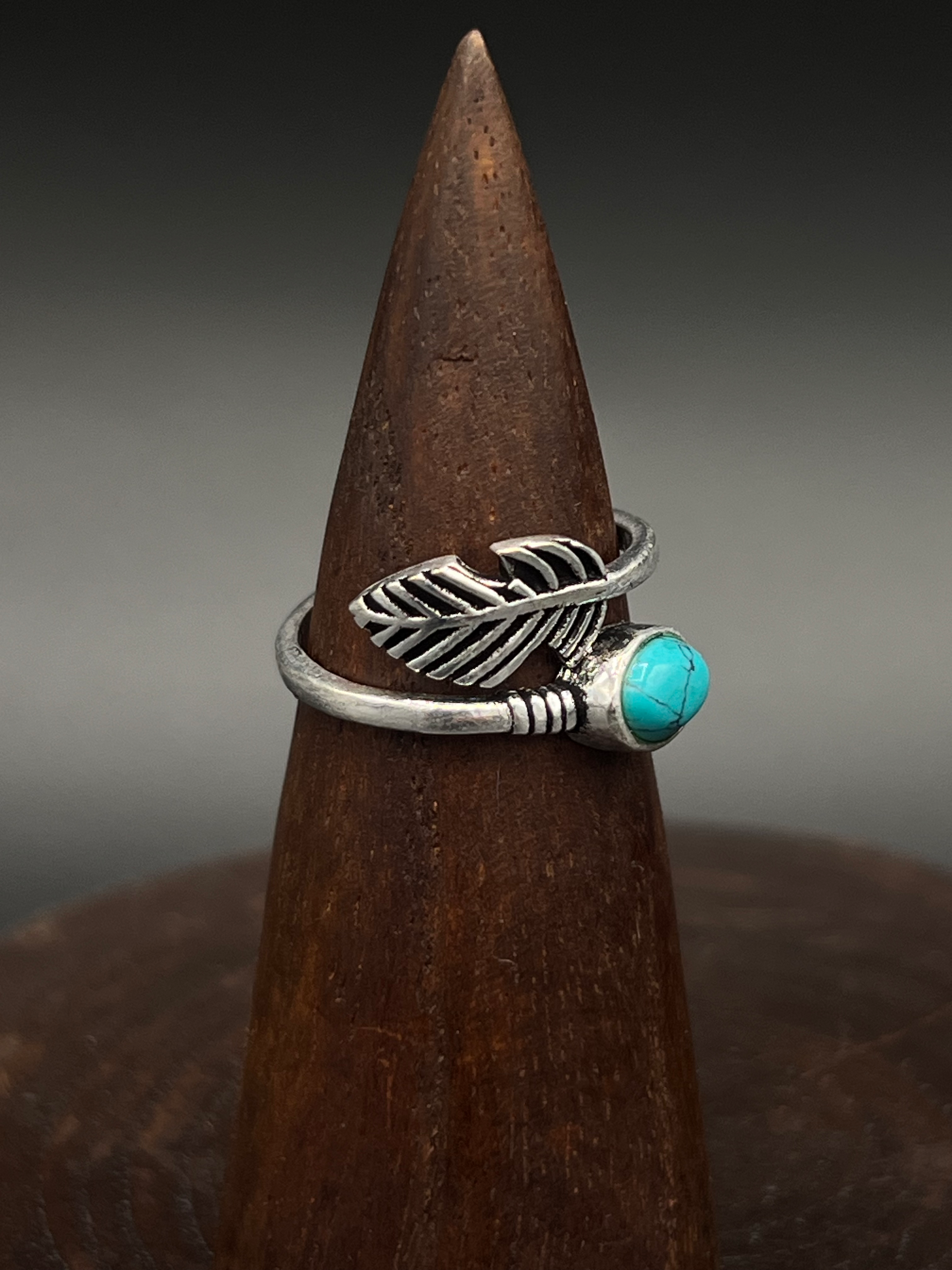 Turquoise Stone Feather Ring – Boho Ring