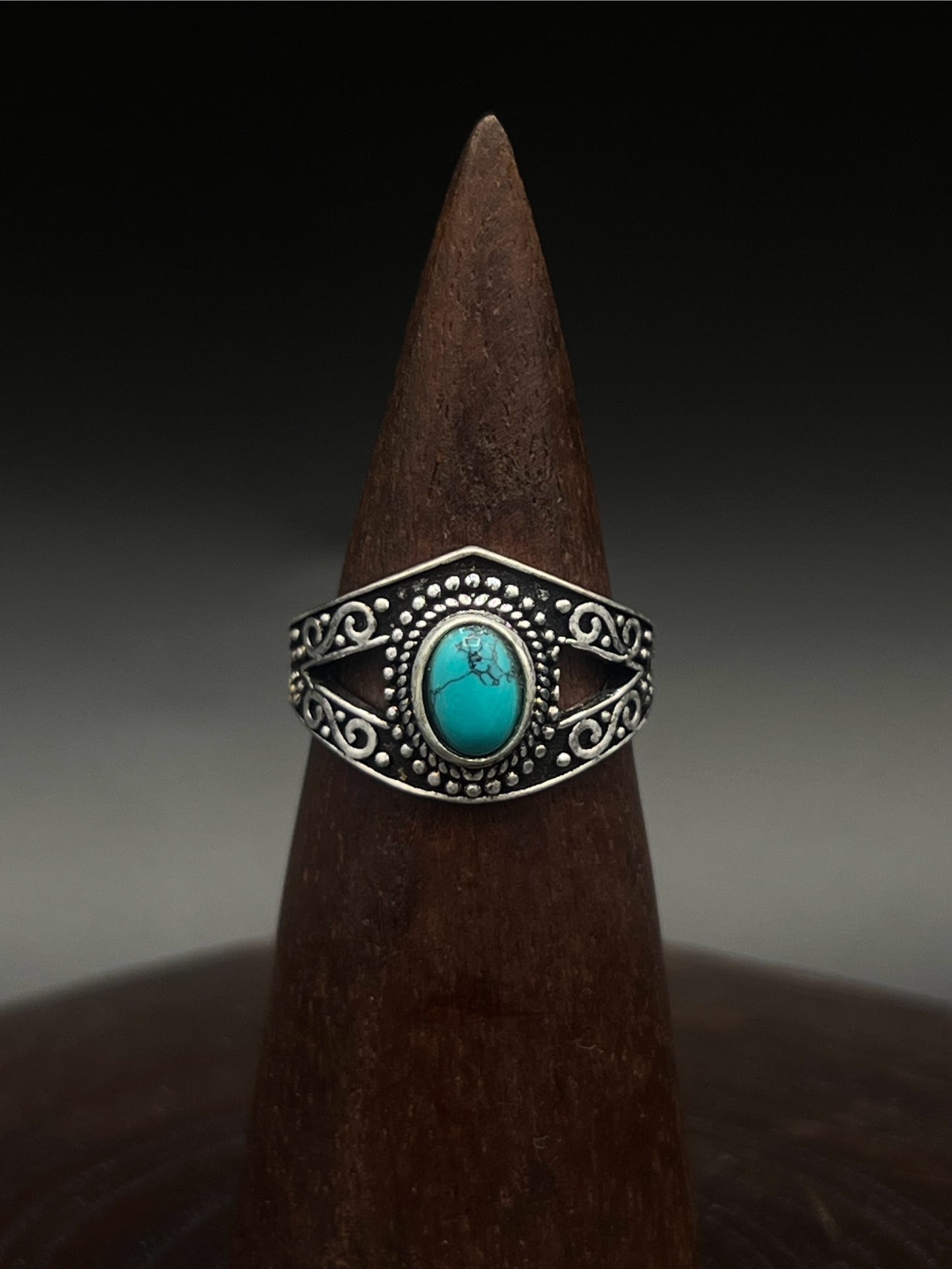 Ornate Turquoise Shield Ring