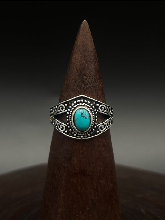 Ornate Turquoise Shield Ring