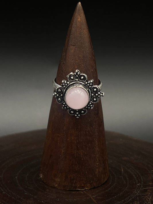 Blush Pink Rose Quartz Ring – Delicate Feminine Boho Ring