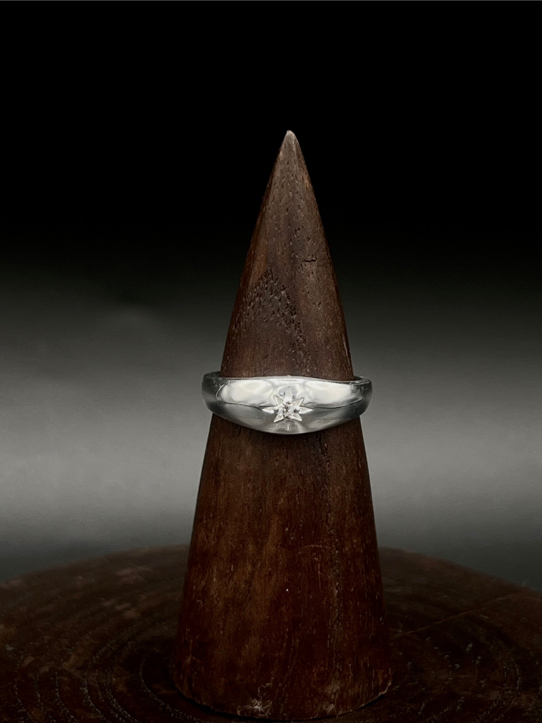 Star Signet Ring with CZ – Sterling Silver