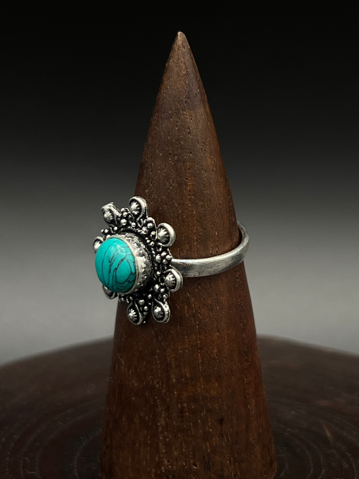 Floral Burst Turquoise Ring – Statement Boho Piece