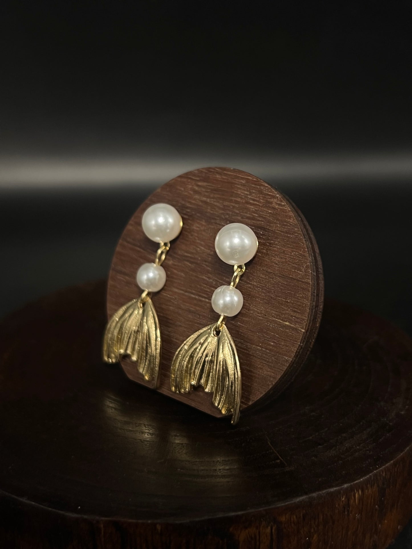 Mermaid Tail Pearl Drop Earrings – Whimsical Ocean-Inspired Dangle Earrings