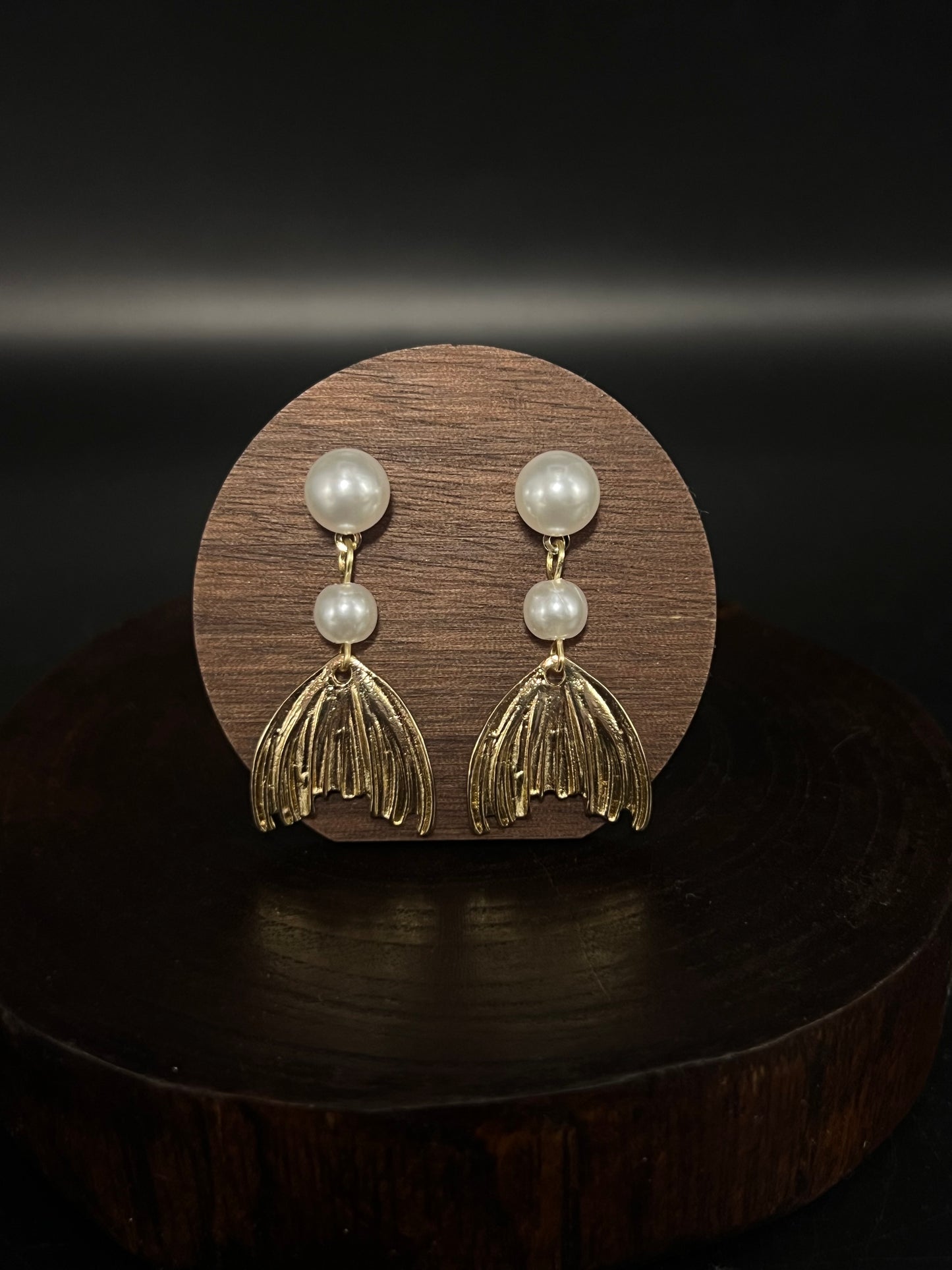 Mermaid Tail Pearl Drop Earrings – Whimsical Ocean-Inspired Dangle Earrings