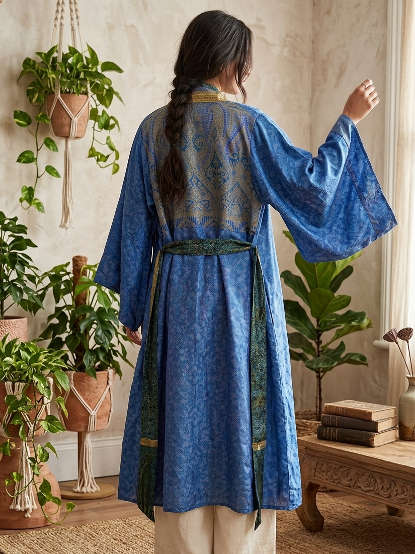 The Azure Mystic Kimono Robe
