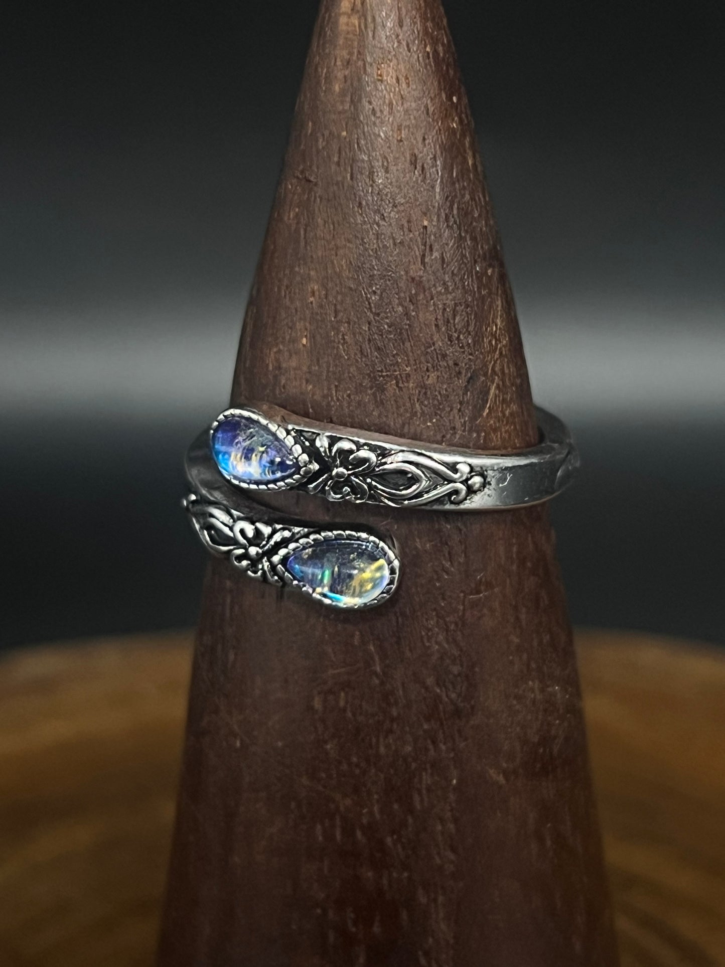 Vintage Aurora Teardrop Ring- Boho Wrap Ring for Women
